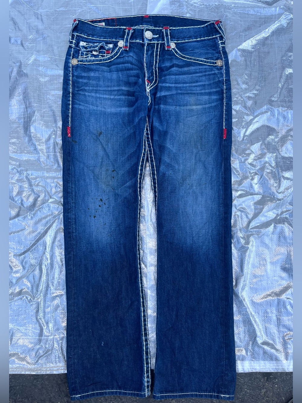 True reluMen's Dark Blue Straight-Leg Jeans Sz 34x33